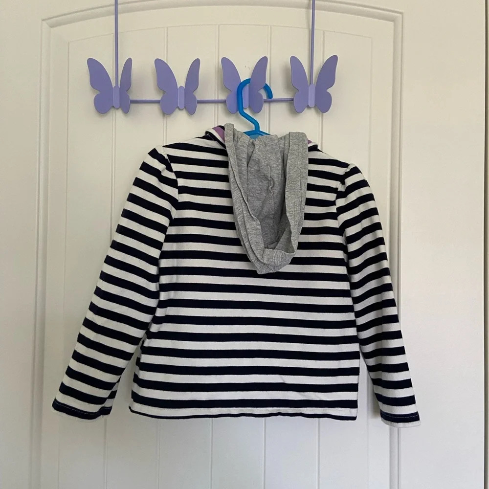 EUC | Genuine Kids by Oshkosh toddler girl’s striped button‎ up hooded jacket 4T - Picture 6 of 6